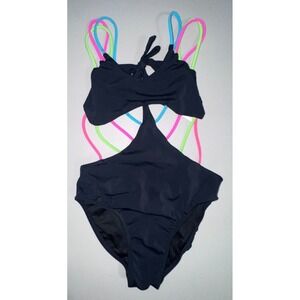 Peixoto Girls 10 Swimsuit Neon Straps Open Back Summer Vacation Travel Resort